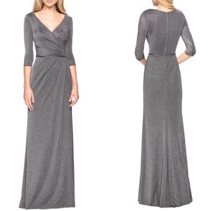LA FEMME 26419 silver metallic column gown 8